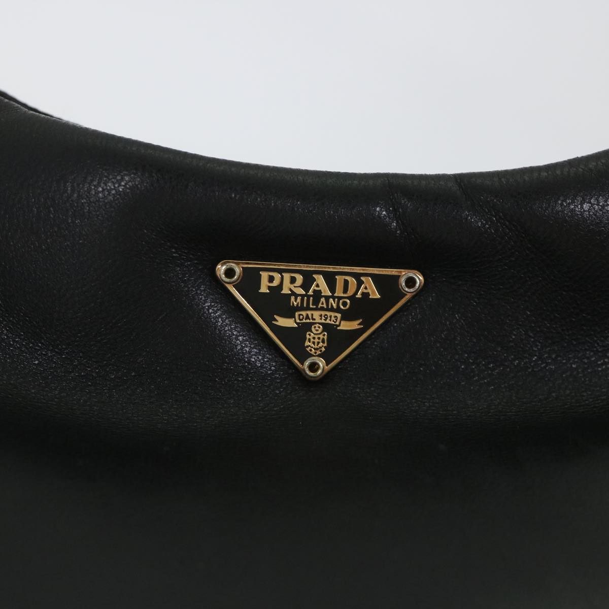 PRADA Shoulder Bag Leather Black Auth 57328