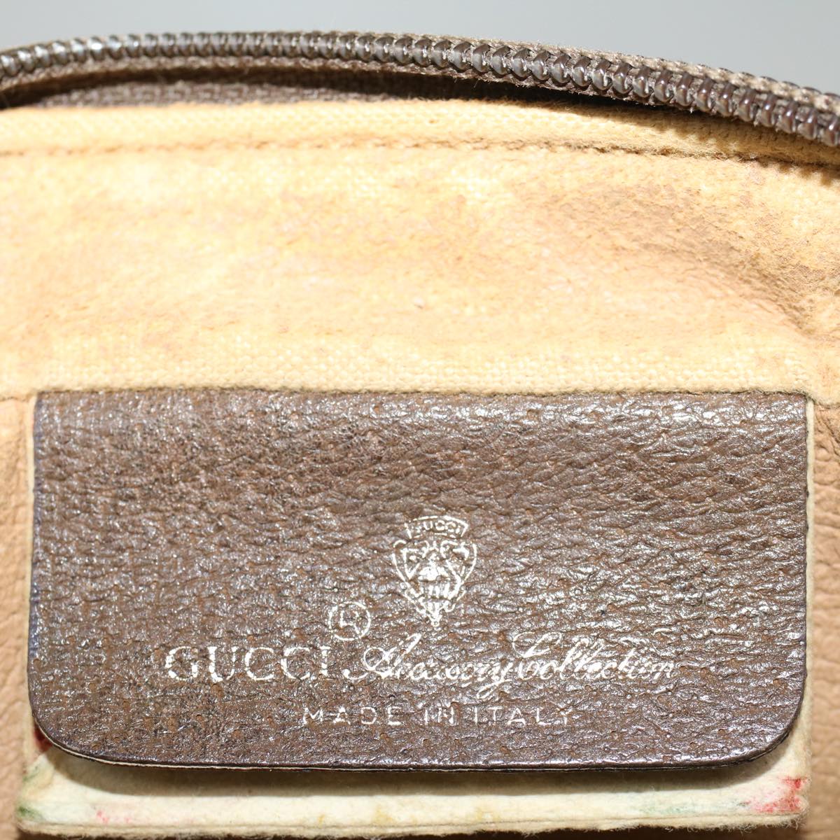 GUCCI GG Canvas Web Sherry Line Shoulder Bag PVC Leather Beige Green Auth 57329