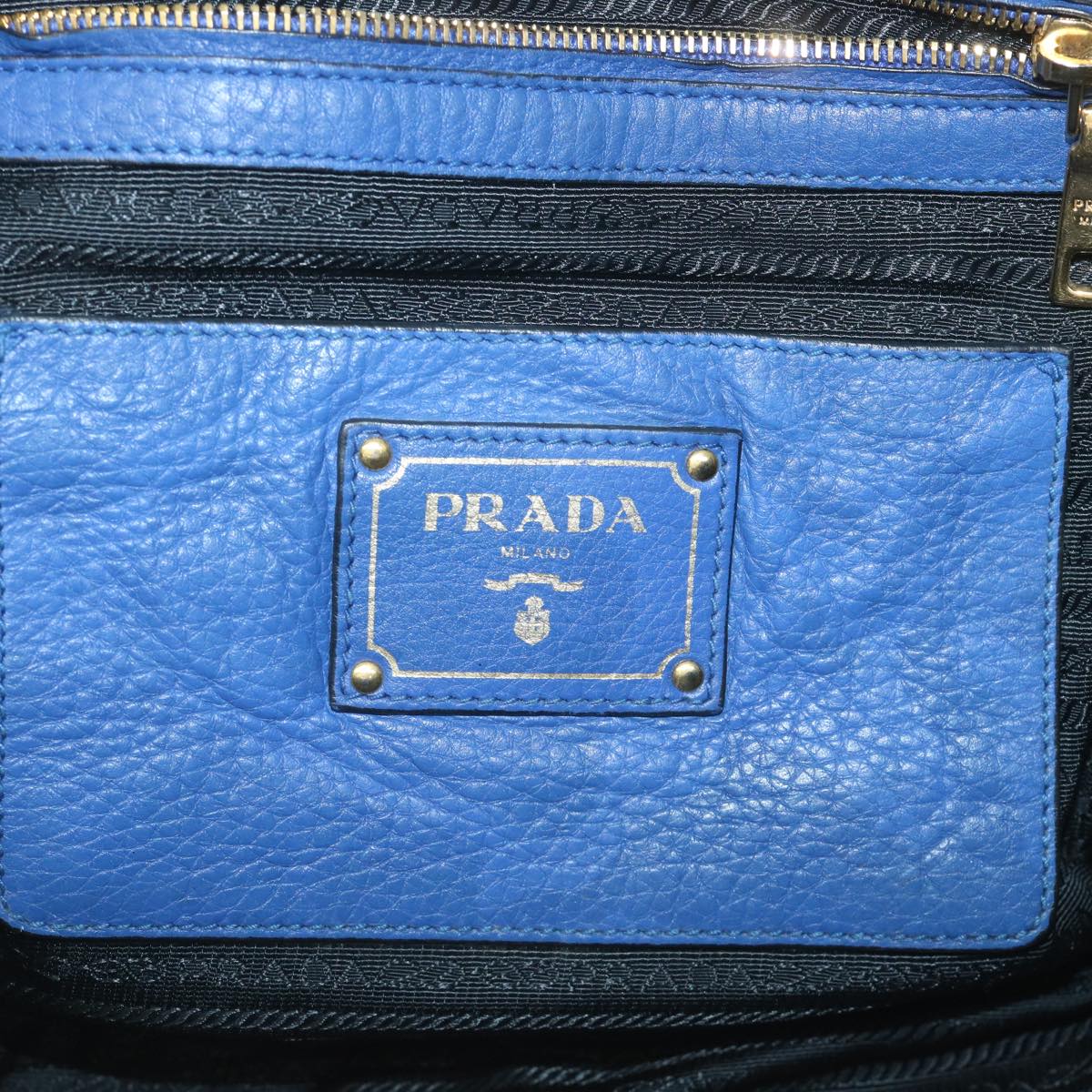 PRADA Shoulder Bag Leather 2way Blue Auth 57344