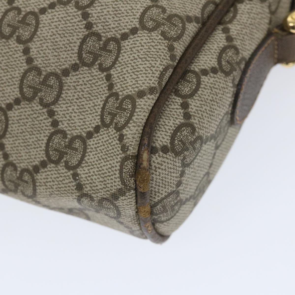 GUCCI GG Canvas Web Sherry Line Shoulder Bag PVC Leather Beige Green Auth 57363