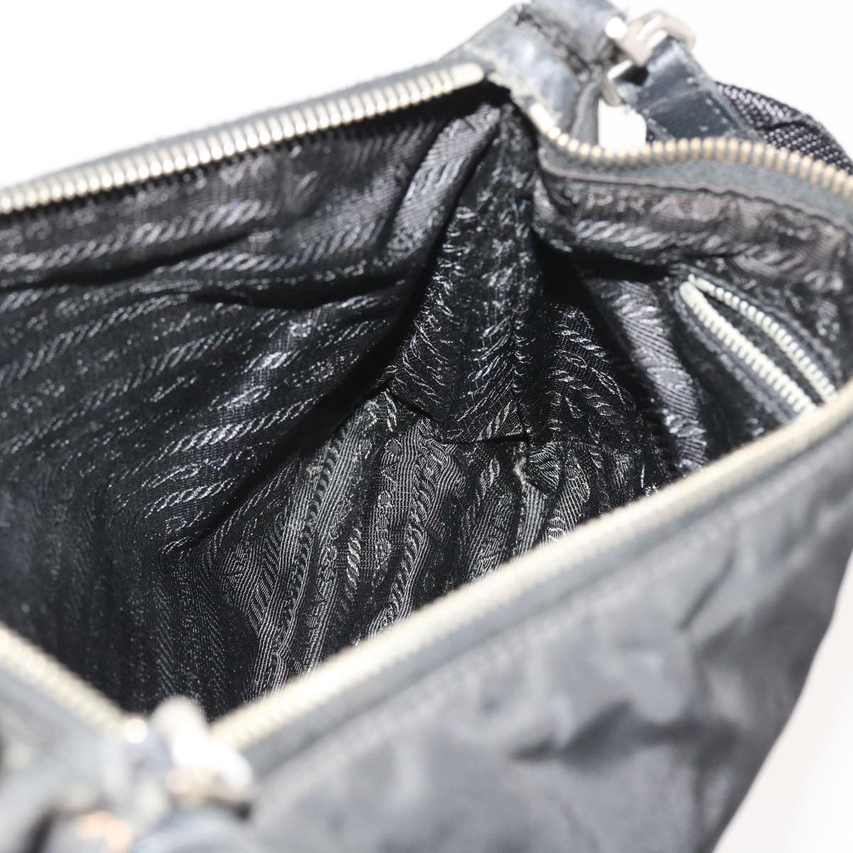 PRADA Shoulder Bag Nylon Black Auth 57365