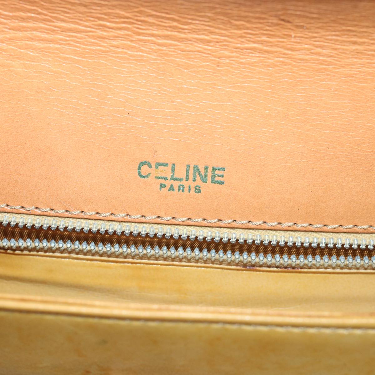 CELINE Macadam Canvas Horse Carriage Shoulder Bag PVC Leather Brown Auth 57374