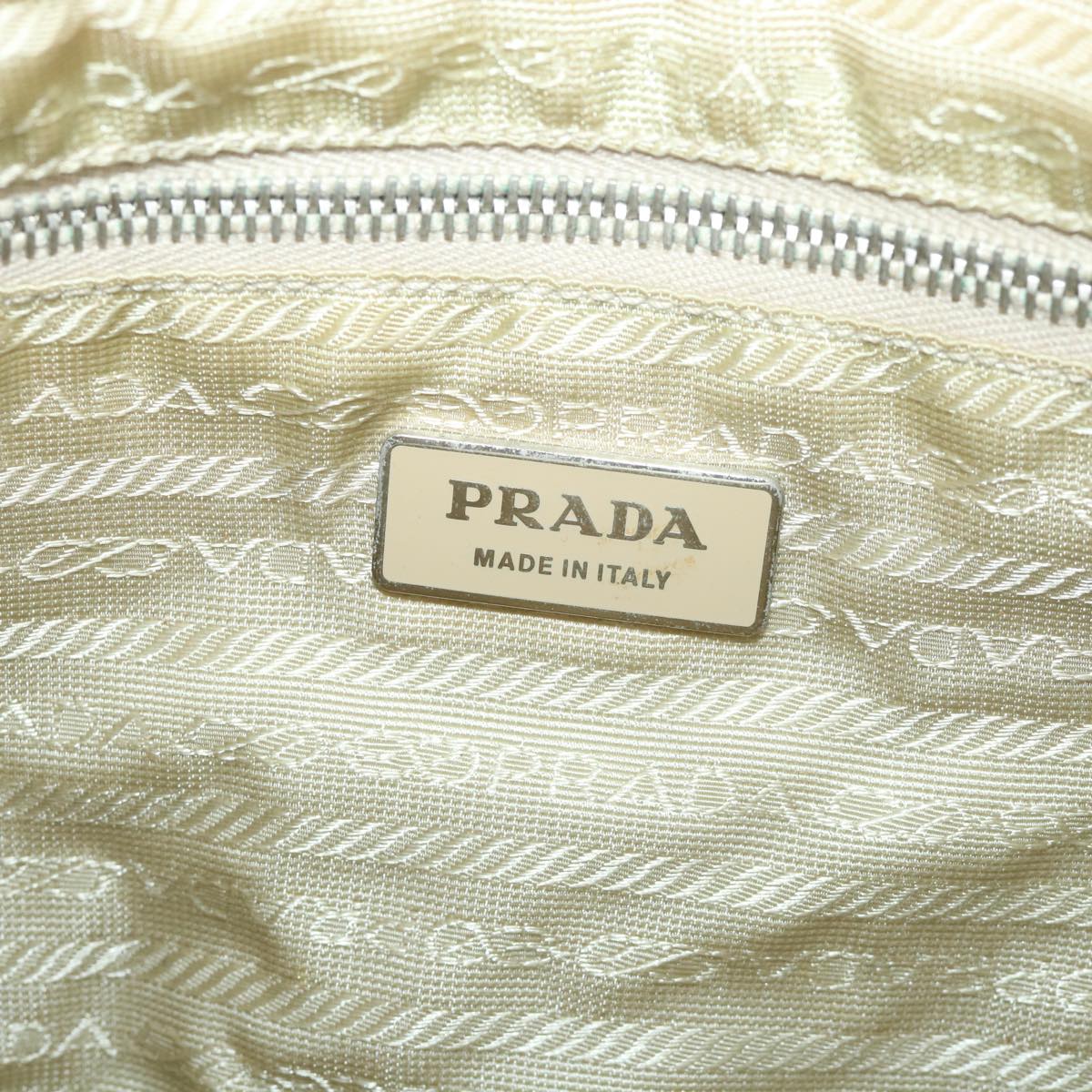 PRADA Shoulder Bag Nylon Beige Auth 57378