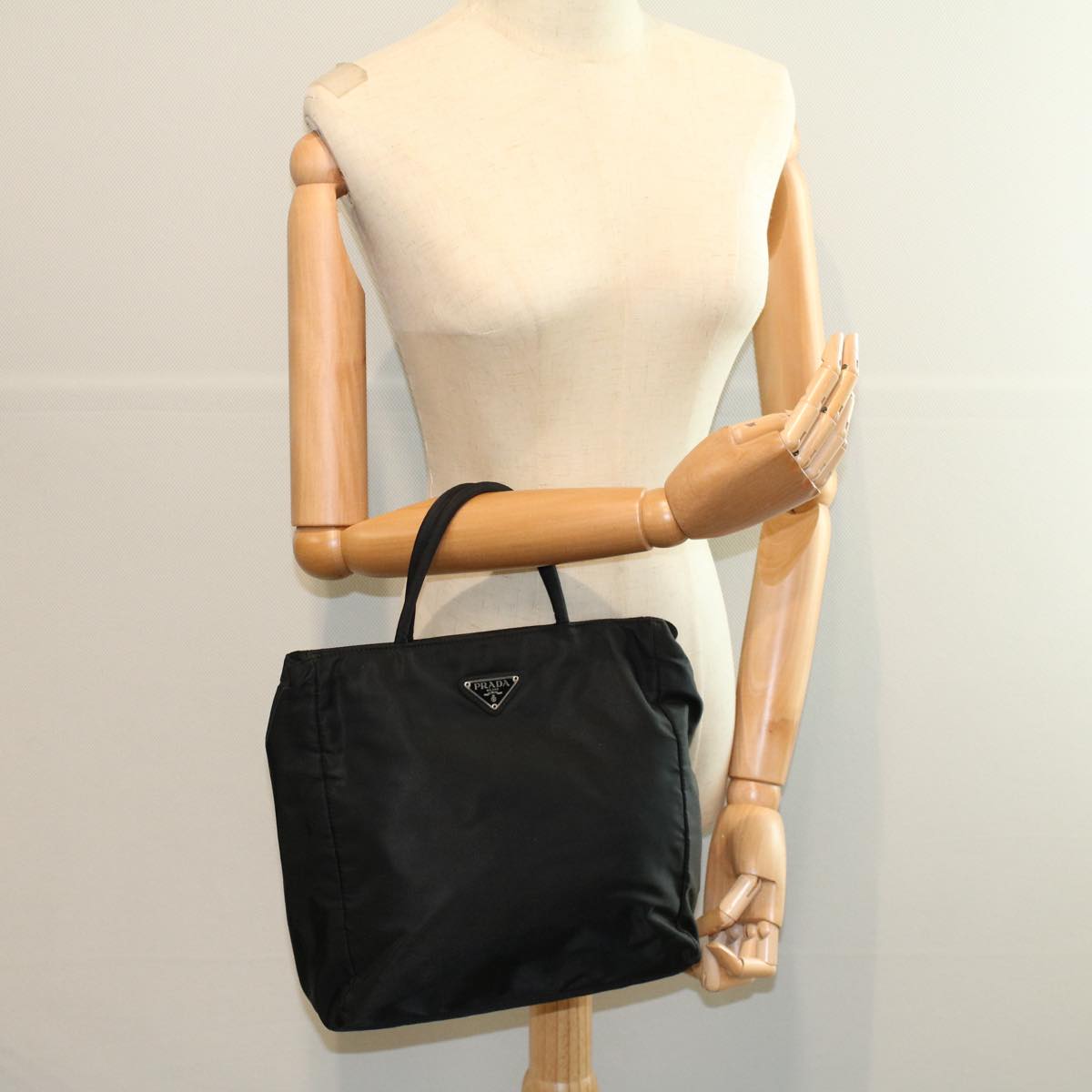 PRADA Hand Bag Nylon Black Auth 57385