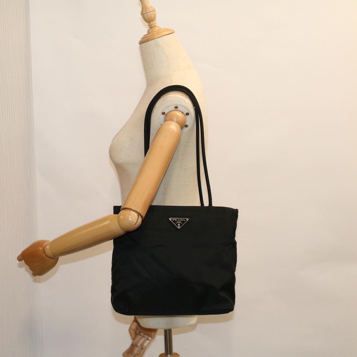 PRADA Shoulder Bag Nylon Black Auth 57393