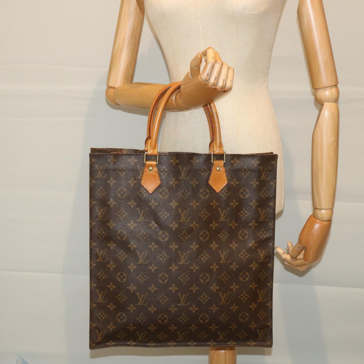 LOUIS VUITTON Monogram Sac Plat Hand Bag M51140 LV Auth 57418