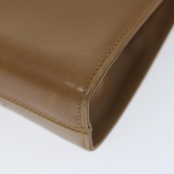 Salvatore Ferragamo Gancini Chain Shoulder Bag Leather Brown Auth 57576