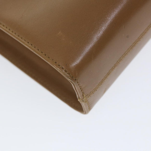 Salvatore Ferragamo Gancini Chain Shoulder Bag Leather Brown Auth 57576