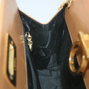 Salvatore Ferragamo Gancini Chain Shoulder Bag Leather Brown Auth 57576-18
