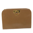 Salvatore Ferragamo Gancini Chain Shoulder Bag Leather Brown Auth 57576-13