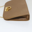 Salvatore Ferragamo Gancini Chain Shoulder Bag Leather Brown Auth 57576-3