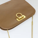 Salvatore Ferragamo Gancini Chain Shoulder Bag Leather Brown Auth 57576-6