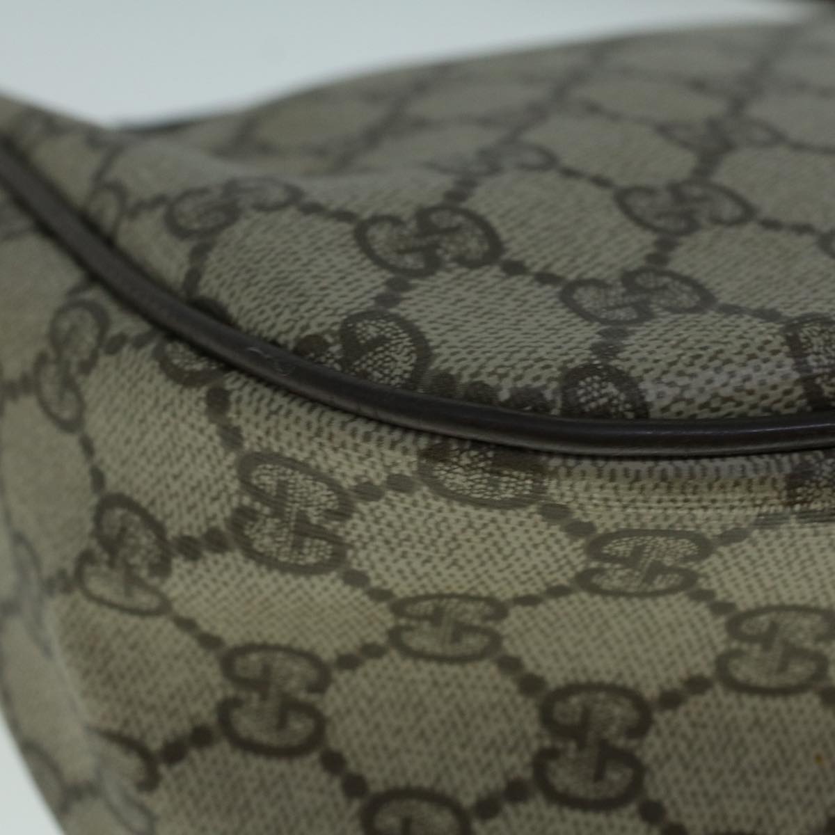 GUCCI GG Canvas Web Sherry Line Shoulder Bag PVC Leather Beige Green Auth 57673