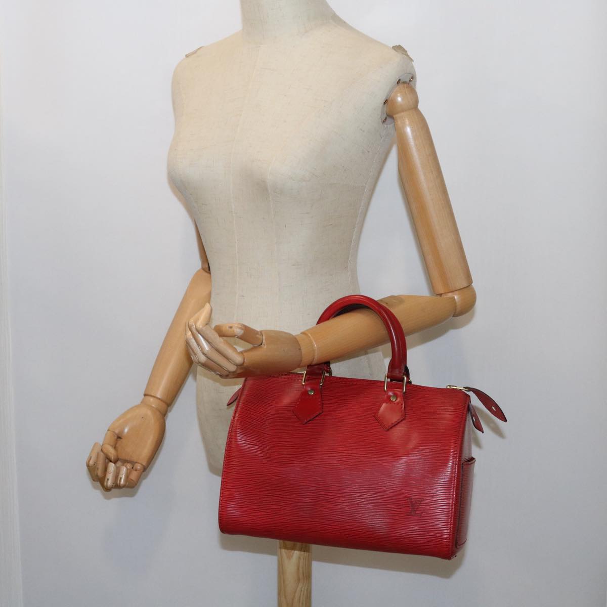 LOUIS VUITTON Epi Speedy 25 Hand Bag Castilian Red M43017 LV Auth 57723