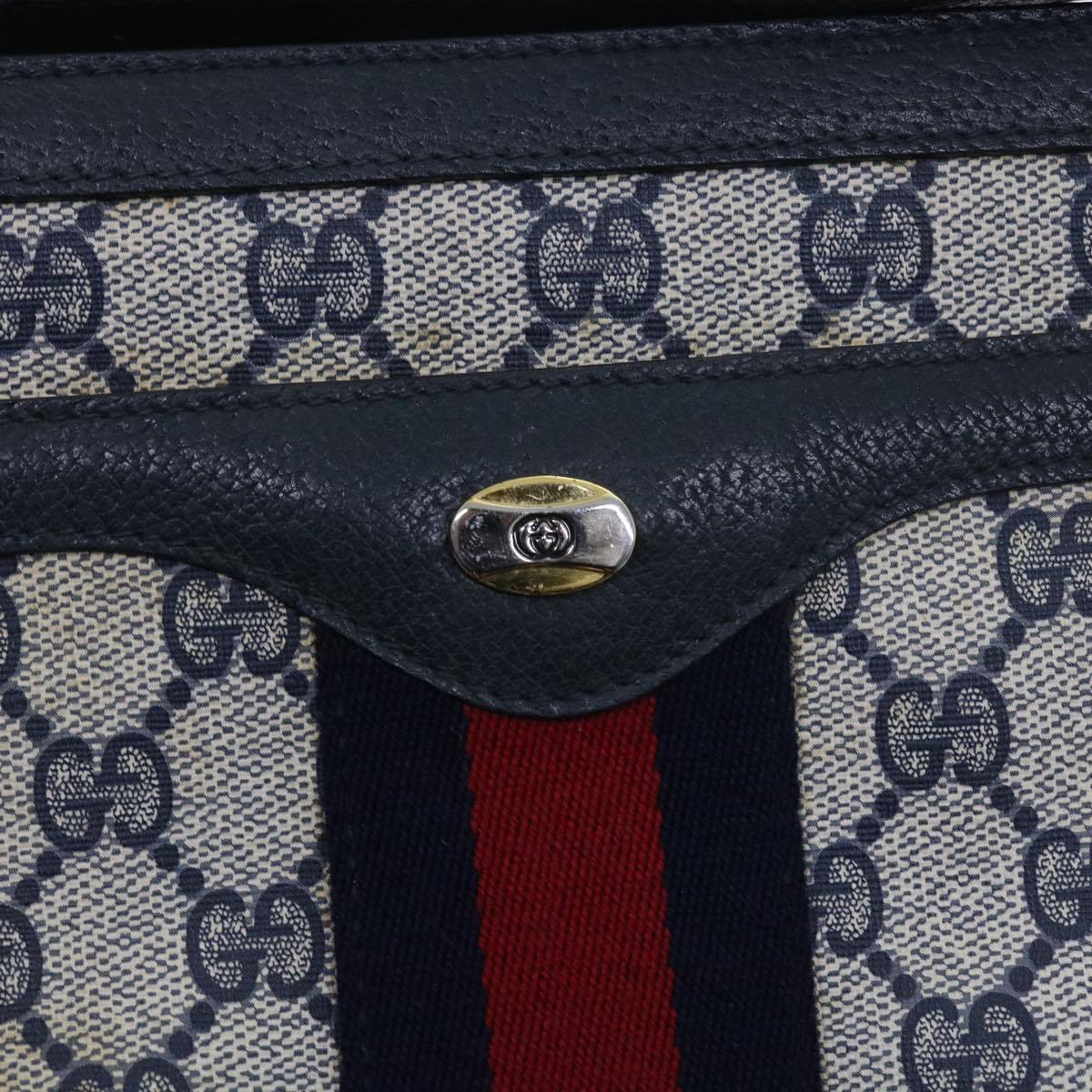 GUCCI GG Supreme Sherry Line Shoulder Bag Navy Red gray 41 02 013 Auth 57734