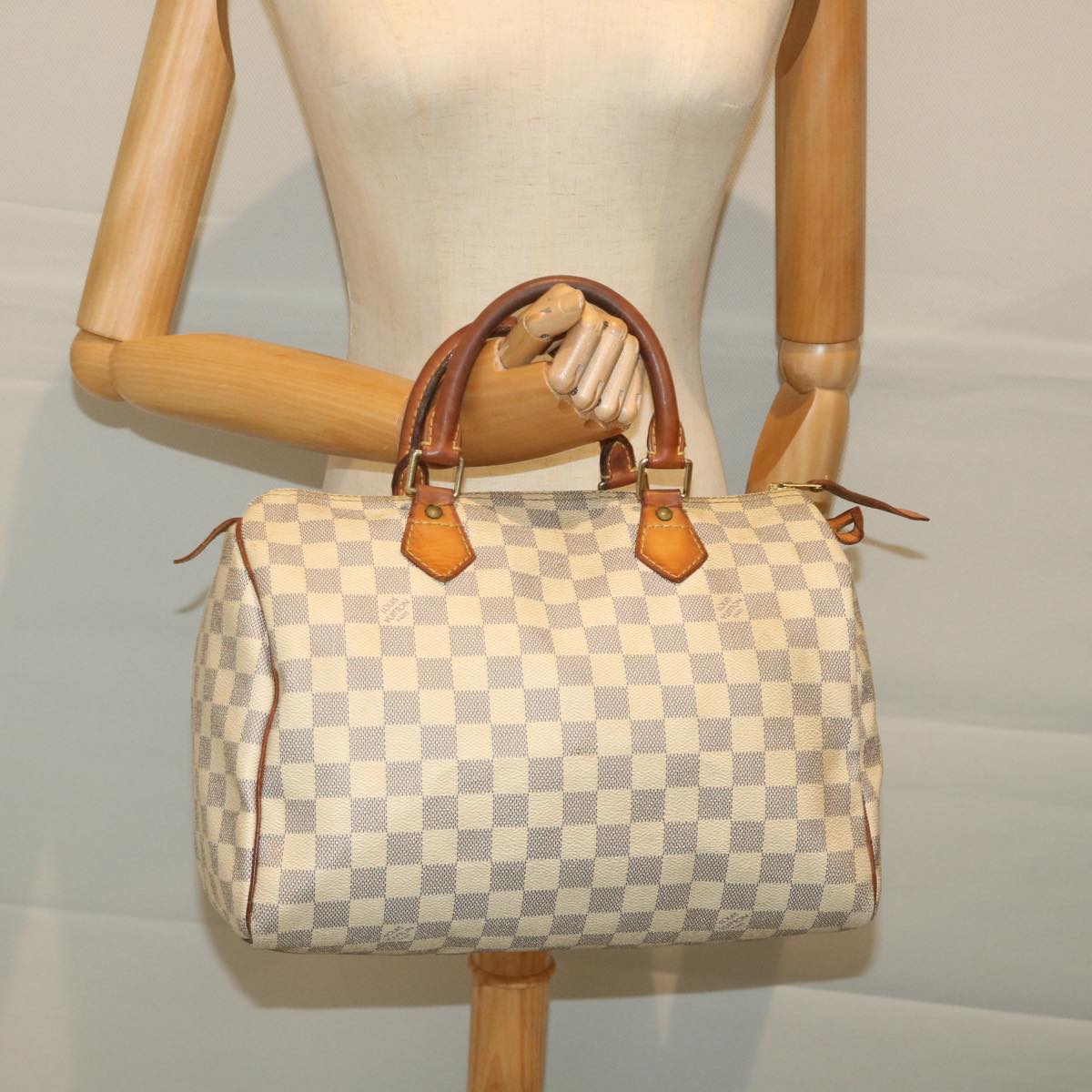 LOUIS VUITTON Damier Azur Speedy 30 Hand Bag N41533 LV Auth 57752