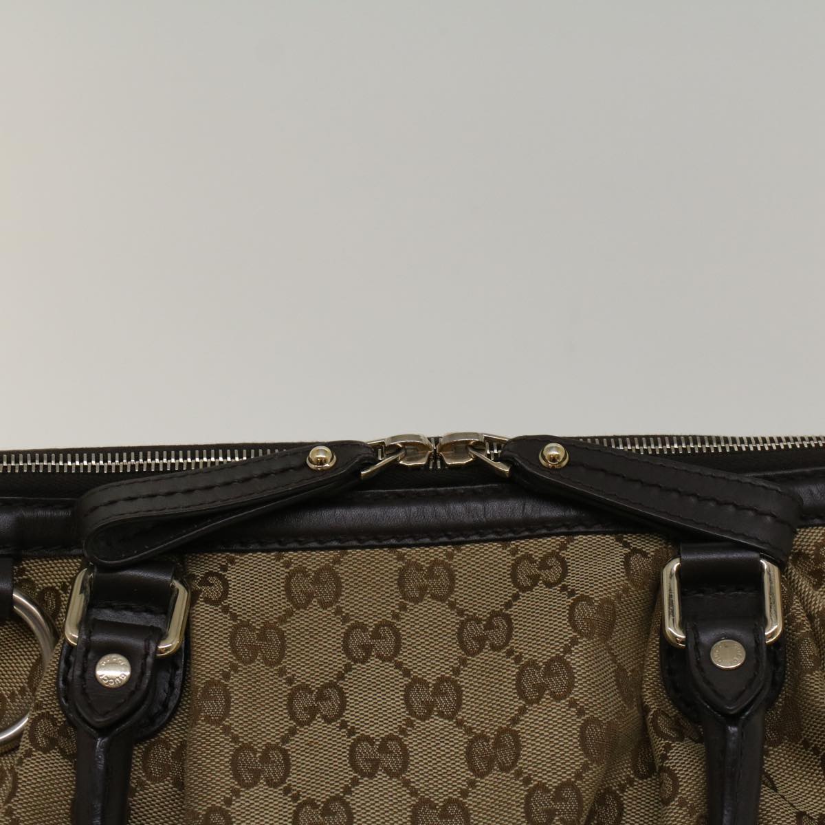 GUCCI GG Canvas Hand Bag 2way Beige 247902 Auth 57777