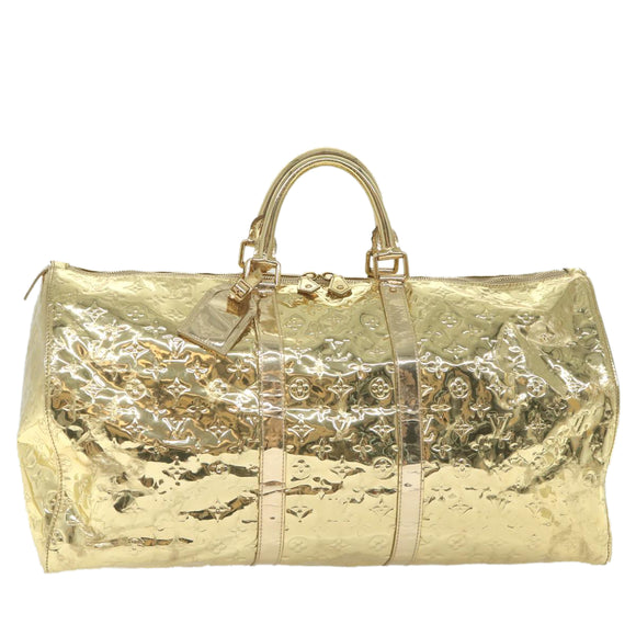 LOUIS VUITTON Monogram Miroir Keepall 55 Boston Bag Gold LV Auth 57842SM