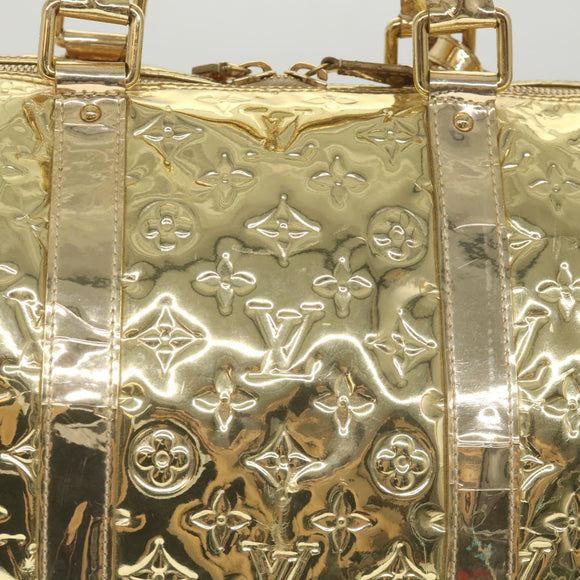 LOUIS VUITTON Monogram Miroir Keepall 55 Boston Bag Gold LV Auth 57842SM