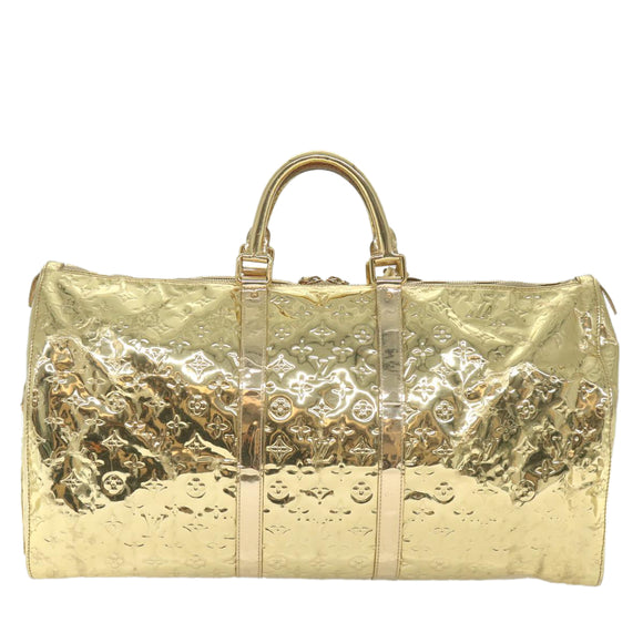 LOUIS VUITTON Monogram Miroir Keepall 55 Boston Bag Gold LV Auth 57842SM