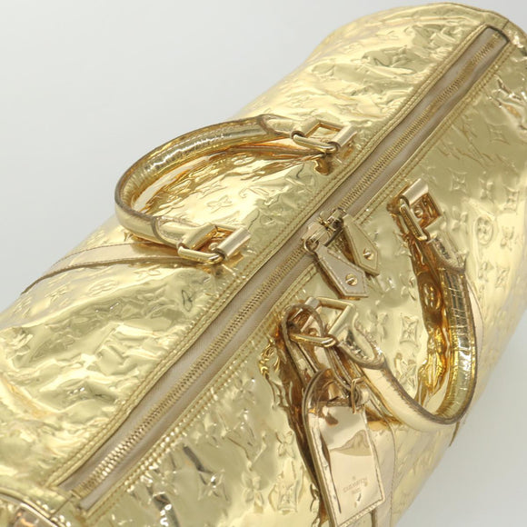 LOUIS VUITTON Monogram Miroir Keepall 55 Boston Bag Gold LV Auth 57842SM