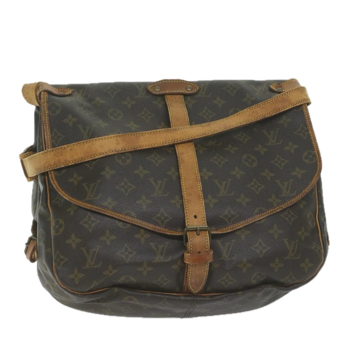 LOUIS VUITTON Monogram Saumur 35 Shoulder Bag M42254 LV Auth 58013