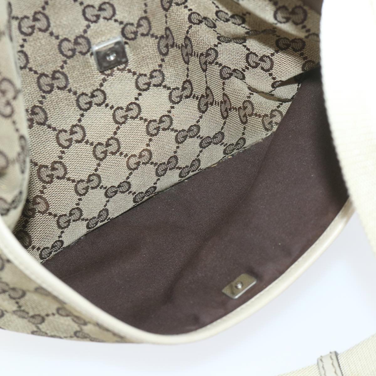 GUCCI GG Canvas Shoulder Bag Beige 145857 Auth 58042