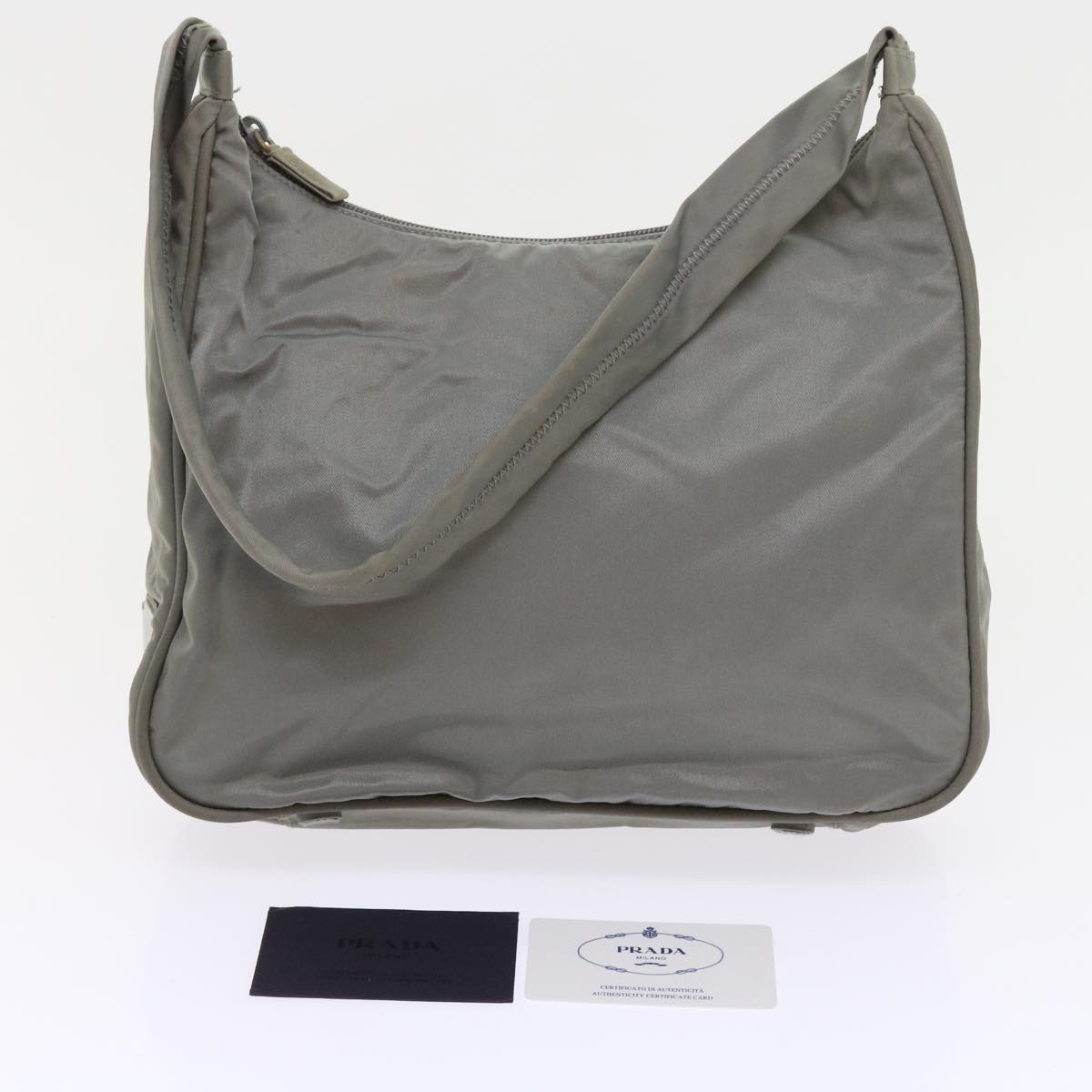 PRADA Shoulder Bag Nylon Gray Auth 58077