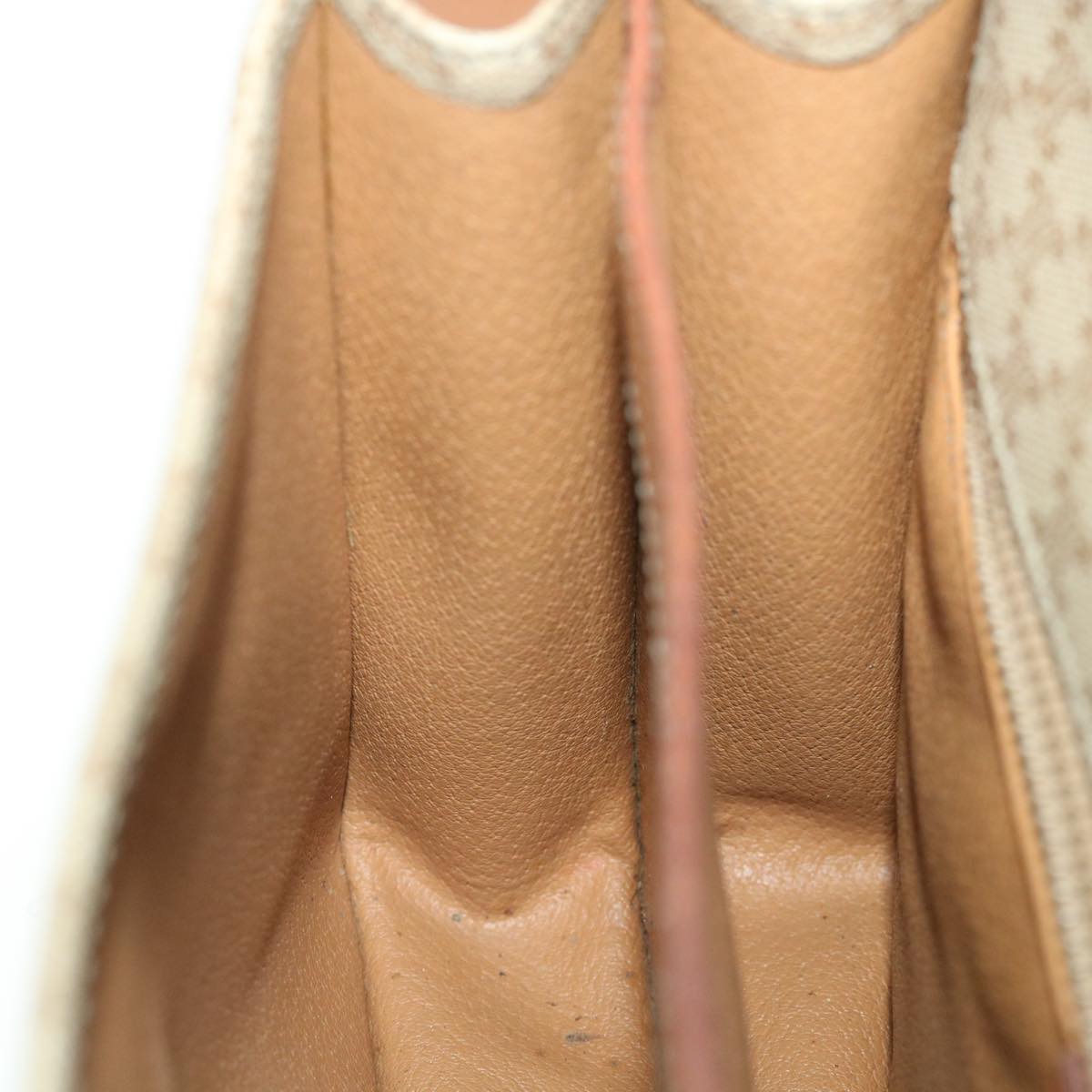 CELINE Macadam Canvas Shoulder Bag PVC Leather Beige Brown Auth 58083