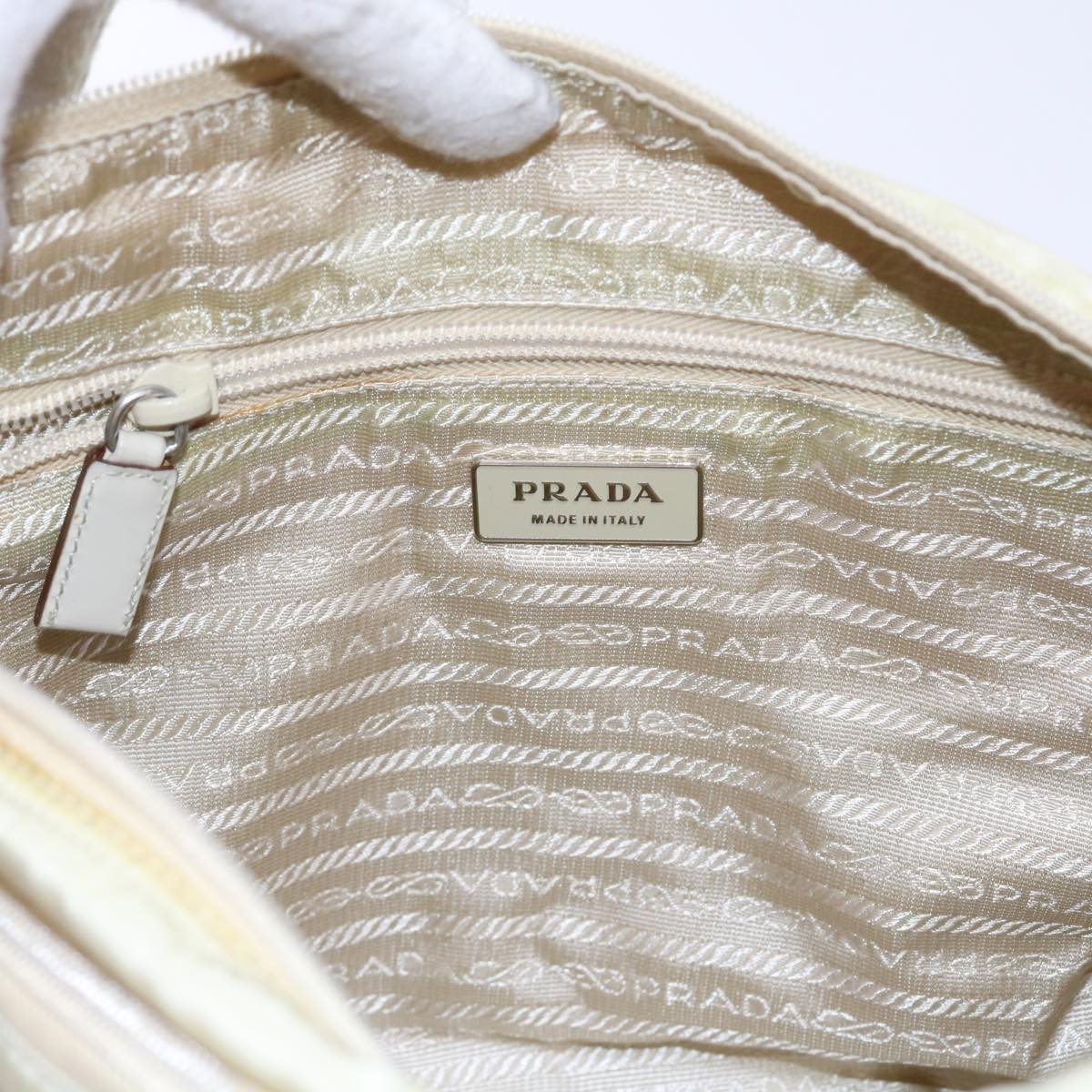 PRADA Shoulder Bag Nylon Cream Auth 58108