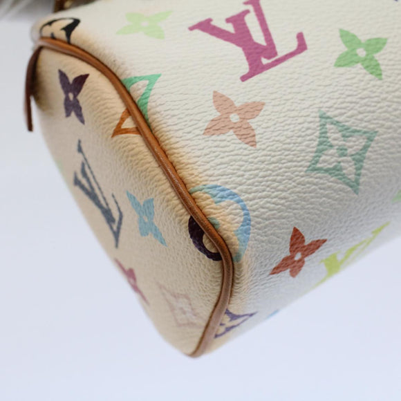 LOUIS VUITTON Monogram Multicolor Mini Speedy Hand Bag White M92645 Auth 58259