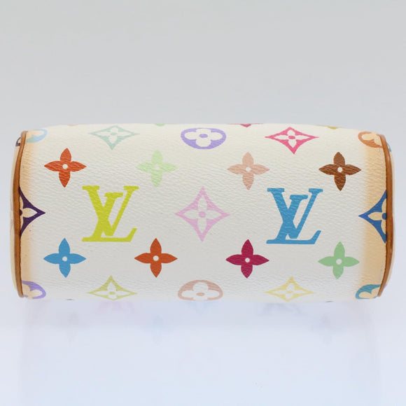 LOUIS VUITTON Monogram Multicolor Mini Speedy Hand Bag White M92645 Auth 58259
