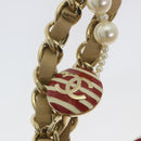 CHANEL Quilted Matelasse Chain Shoulder Bag Canvas Red Beige CC Auth 58343SM-9