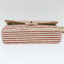 CHANEL Quilted Matelasse Chain Shoulder Bag Canvas Red Beige CC Auth 58343SM-5