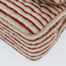 CHANEL Quilted Matelasse Chain Shoulder Bag Canvas Red Beige CC Auth 58343SM-15