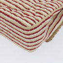 CHANEL Quilted Matelasse Chain Shoulder Bag Canvas Red Beige CC Auth 58343SM-17