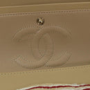 CHANEL Quilted Matelasse Chain Shoulder Bag Canvas Red Beige CC Auth 58343SM-21
