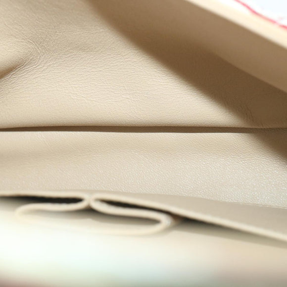 CHANEL Quilted Matelasse Chain Shoulder Bag Canvas Red Beige CC Auth 58343SM