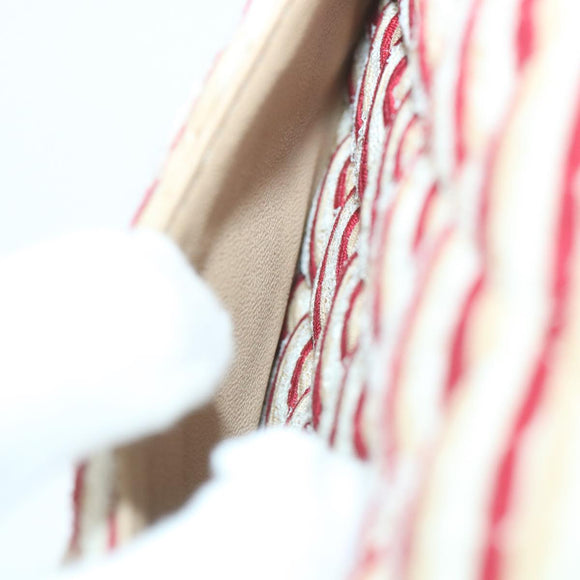 CHANEL Quilted Matelasse Chain Shoulder Bag Canvas Red Beige CC Auth 58343SM