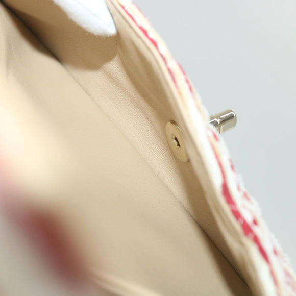 CHANEL Quilted Matelasse Chain Shoulder Bag Canvas Red Beige CC Auth 58343SM