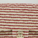 CHANEL Quilted Matelasse Chain Shoulder Bag Canvas Red Beige CC Auth 58343SM-28