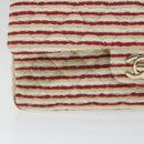 CHANEL Quilted Matelasse Chain Shoulder Bag Canvas Red Beige CC Auth 58343SM-30