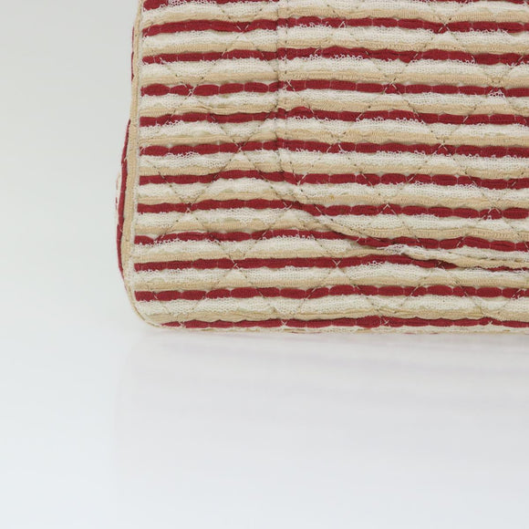 CHANEL Quilted Matelasse Chain Shoulder Bag Canvas Red Beige CC Auth 58343SM