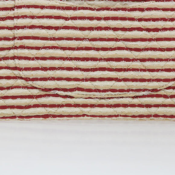 CHANEL Quilted Matelasse Chain Shoulder Bag Canvas Red Beige CC Auth 58343SM