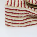 CHANEL Quilted Matelasse Chain Shoulder Bag Canvas Red Beige CC Auth 58343SM-39