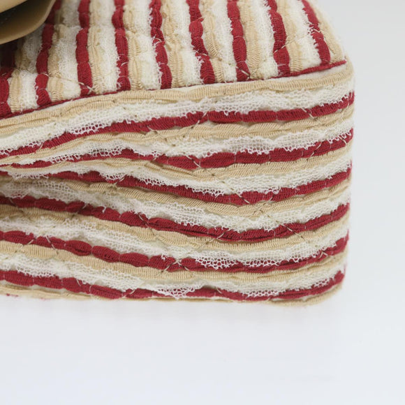 CHANEL Quilted Matelasse Chain Shoulder Bag Canvas Red Beige CC Auth 58343SM