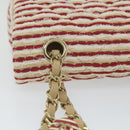 CHANEL Quilted Matelasse Chain Shoulder Bag Canvas Red Beige CC Auth 58343SM-43