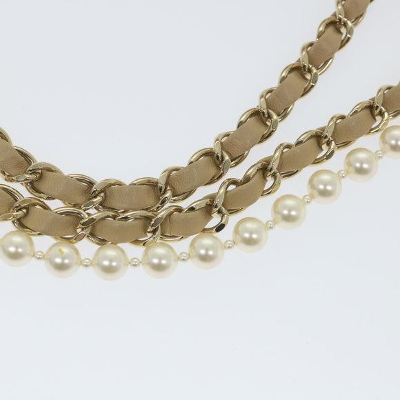 CHANEL Quilted Matelasse Chain Shoulder Bag Canvas Red Beige CC Auth 58343SM