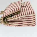 CHANEL Quilted Matelasse Chain Shoulder Bag Canvas Red Beige CC Auth 58343SM-3