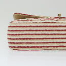 CHANEL Quilted Matelasse Chain Shoulder Bag Canvas Red Beige CC Auth 58343SM-51